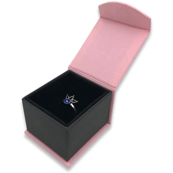 1 Qty - Flamingo-Pink Magnetic Flap Small Ring Jewelry Box - Textured Gift Box