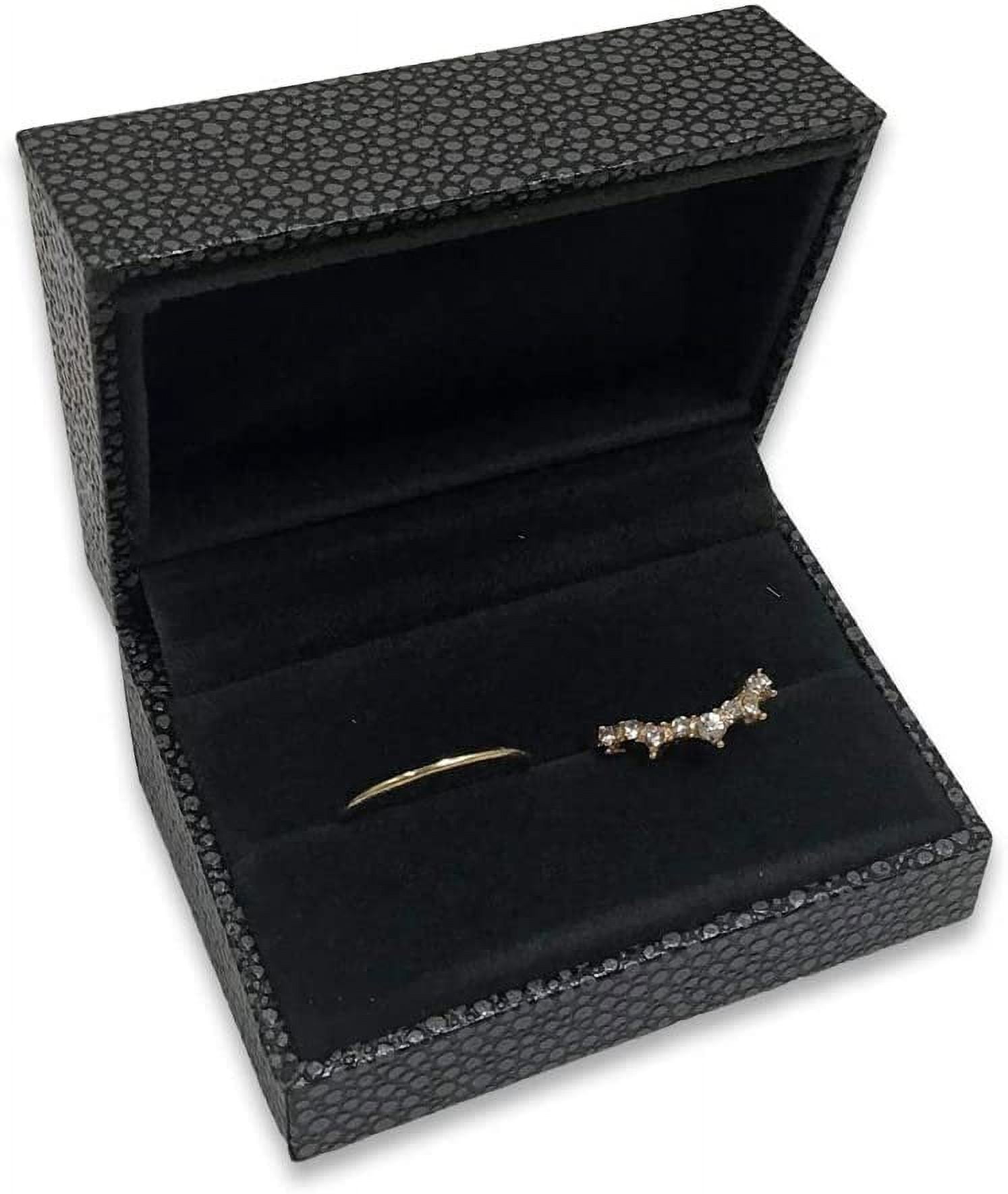 Black Soft Touch Paper Ring Jewelry Box With Acrylic Logo Emblem - Luxury  Wedding Invitations, Handmade Invitations & Wedding Favors