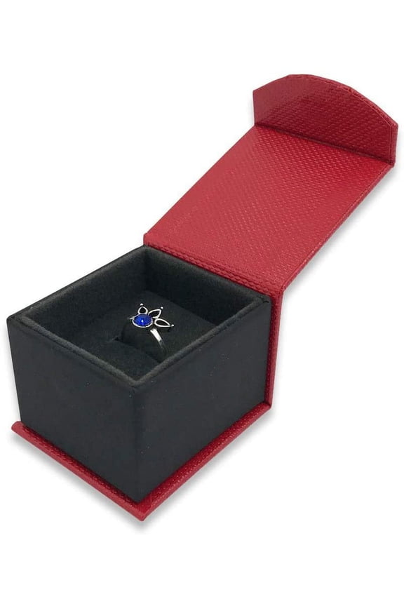 1 Qty - Macaw-Red Magnetic Flap Small Ring Jewelry Box - Textured Gift Box