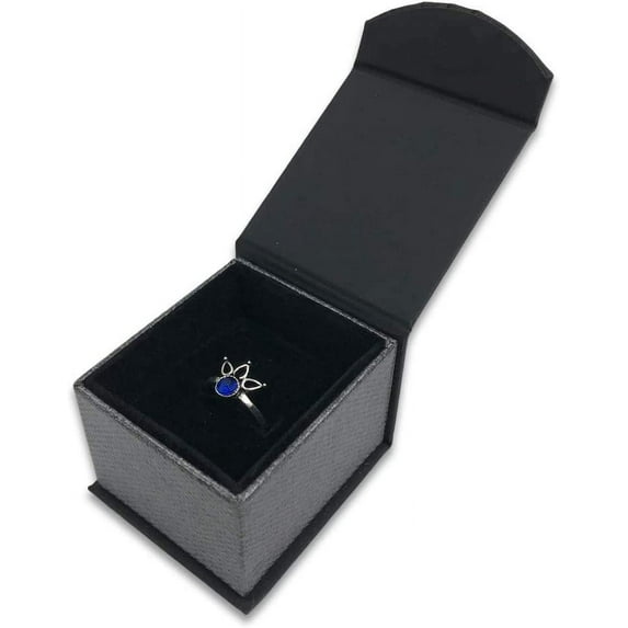 1 Qty - Metallic Seal Grey Magnetic Flap Small Ring Jewelry Box - Textured Gift Box
