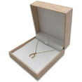 thumbnail image 1 of 1 Qty - Natural Wood Pendant Jewelry Box w/ Burlap Inset Top and White Leatherette Interior, 1 of 4
