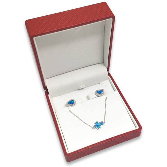 1 Qty - Premium Macaw-Red Textured Combination Jewelry Box w/ matching Ribbon Gift Packer included