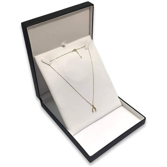 1 Qty - Premium Midnight-Black Textured Necklace Jewelry Box w/ matching Ribbon Gift Packer included