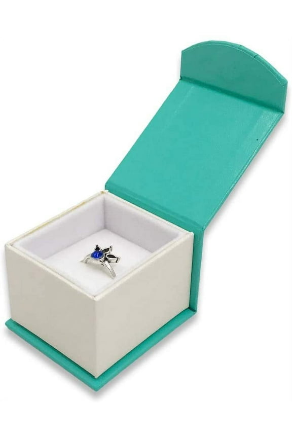 1 Qty - Teal-Duck Magnetic Flap Small Ring Jewelry Box - Textured Gift Box