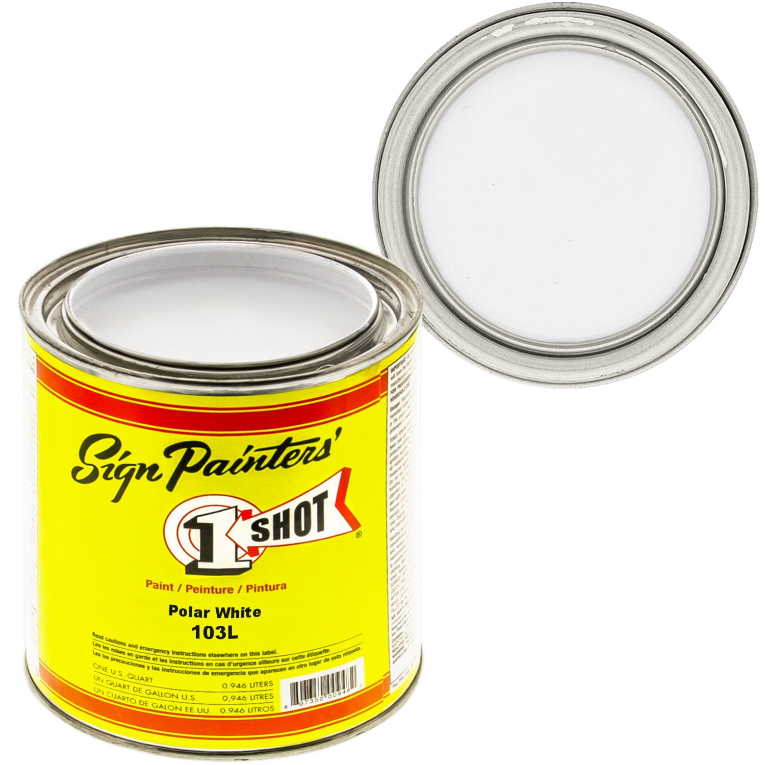 1 Quart 1 Shot POLAR WHITE Paint Lettering Enamel Pinstriping - One Shot