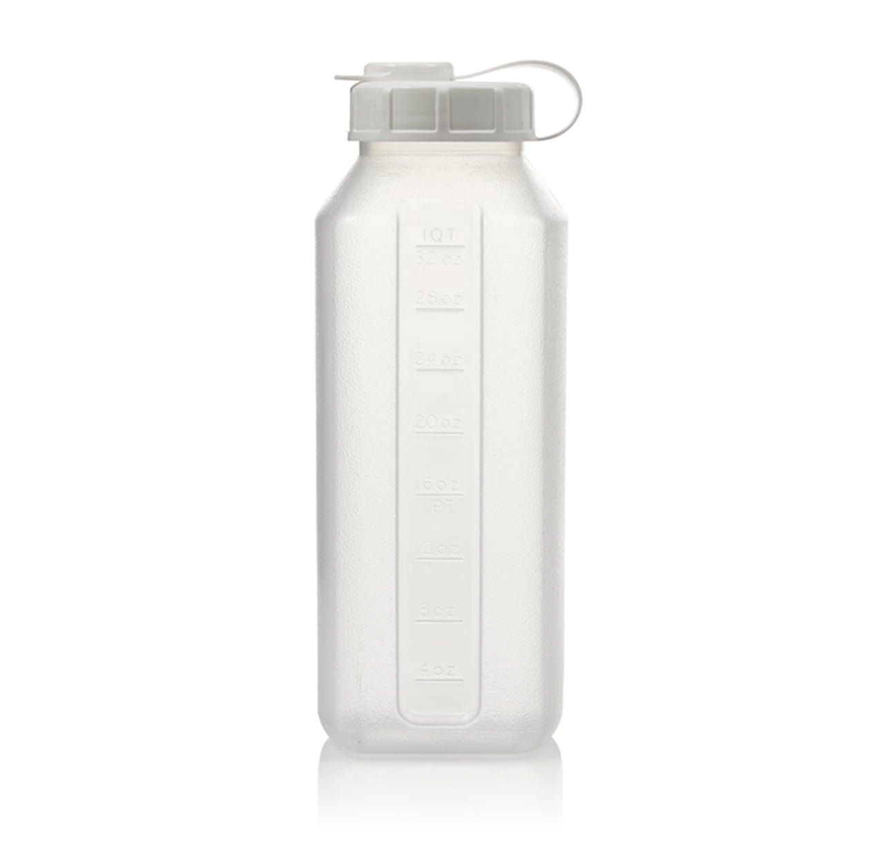 1-Quart (32 fl. oz) Water Bottle Refrigerator Shaker, Pitcher, Milk Storage, Juice, Engraved Measurements, Mixer Bottle, Leak Resistance, Dishwasher Safe, BPA Free