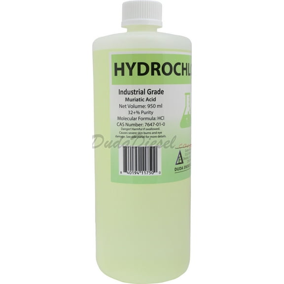 1 Quart / 950ml Bottle of Concentrated Hydrochloric / Muriatic Acid Concrete Cleaner