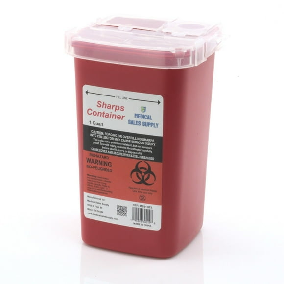 1 Quart | Biohazard Needle and Syringe Disposal Sharps Container with Flip Lid | for Diabetics - Pack of 1