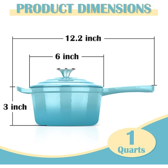 1 Quart Light Blue Enameled Cast Iron Saucepan