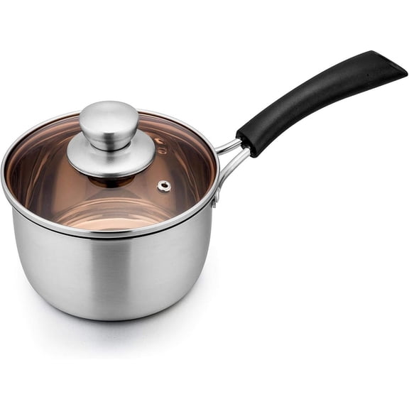 1 Quart Saucepan, Stainless Steel Saucepan with Lid, Small Sauce Pot Milk Pan Cookware for Cooking, Non & , Easy Clean & Dishwasher Safe