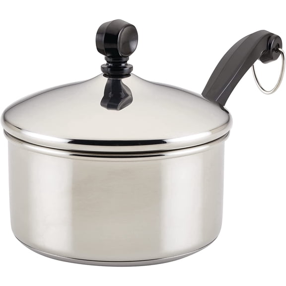 1 Quart Stainless Steel Sauce Pan with Matching Lid, Silver Small Cooking Pot for Sauces, Milk and Small Portion Cooking
