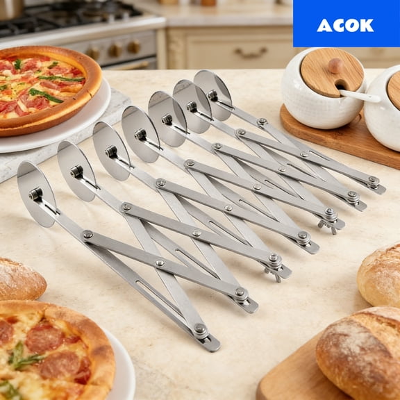 1 Quick Multi Wheel Dough Cutter, 7-Wheel Metal Cutter, Kitchen Additions, Extendable Slicer, Pizza Knife, Adjustable Pastry Slicer, Multifunctional Brownie Slicer, Noodle Slicer, Pizza Slicer