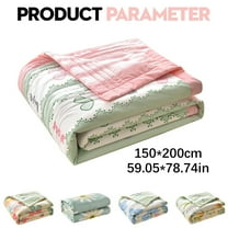 1 Quilt Washable Cotton Fabric Cover Plaid Print Single/Double Extra Large Lightweight Easy Sofa Blanket Summer Quilt Conditioning Quilt (150*200Cm)