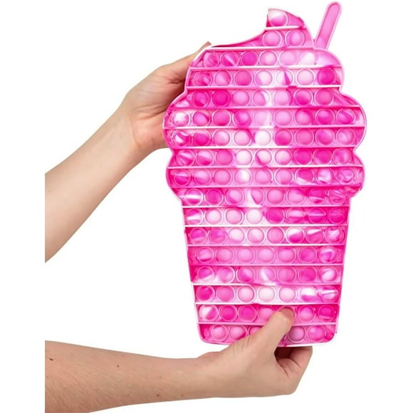 1 RANDOM COLOR Jumbo Frappe Iced Coffee Bubble Pop Fidget Toy - Silicone Push Poke Bubble Wrap Fidget Toy - Press Bubbles to Pop - Bubble Popper Sensory Stress Toy OT