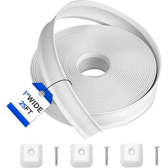 1" RV Trim Molding Insert-25ft Heavy Duty rv Rubber Trim molding Weather Stripping Exterior, , UV-Resistant Door Corner Seal, Includes End Caps and Screws for Camper, Travel (White)