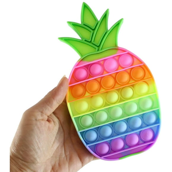 1 Rainbow Pineapple Fruit Theme Bubble Pop Fidget Toy - Silicone Push Poke Bubble Wrap Fidget Toy - Bubble Popper Sensory Stress Toy Pinapple