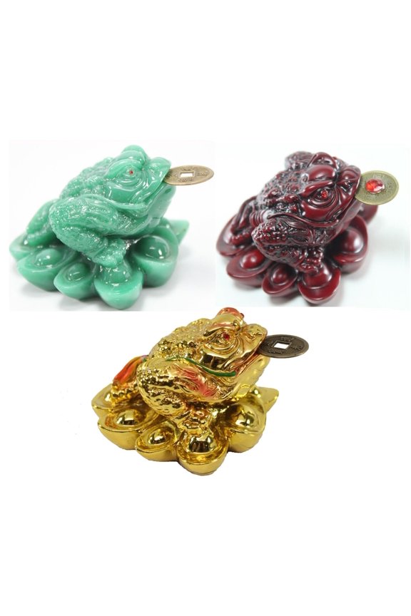 Feng Shui Money Toad Figurine 2 x 2.5 Inch Multicolor