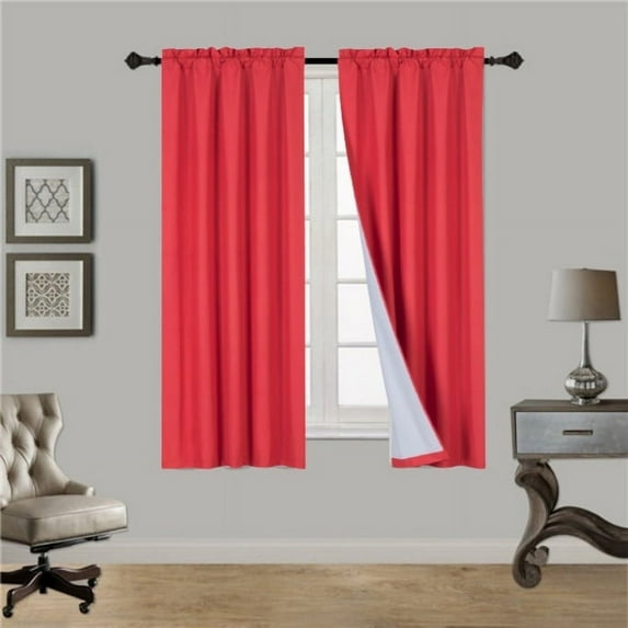 1 Red Single Panel Solid Foam Lined Blackout Window Curtain Panel Treatment Drape Rod Pocket Size 63" Long R64