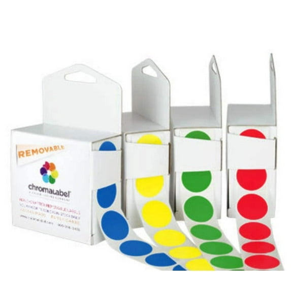 1" Removable Round, Color-Code Dots: 250/Box