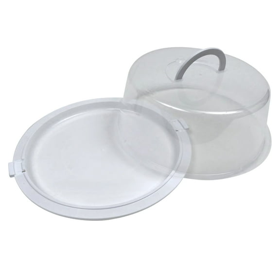 (1) Reusable Plastic Round Cake Container with Lid 12x4.75 in Clear Transparent Pies Keeper for Pastry Carrier Tray Dessert Transport Storage Home Kitchen Food Organizer with IDANAPATAKI