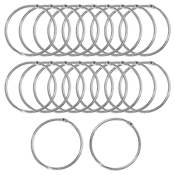 1" Rings for Shower Curtain Rods Snap Joint, Plating Finish, Pack of 20, Silver Tone