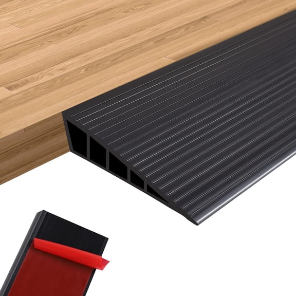 1" Rise Threshold Ramps for Doorways 40'' L Rubber Wheelchairs Home Self-Adhesive, Door Transition Strip (Black)
