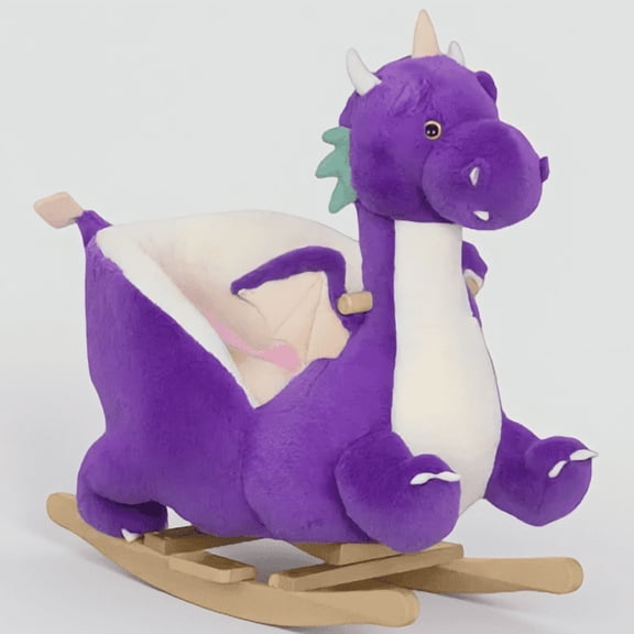 1 Rocking Horse with Dragon Roar Sounds, Ride-On with 3-Point Safety Belt, Ages 18-36 Months, Purple