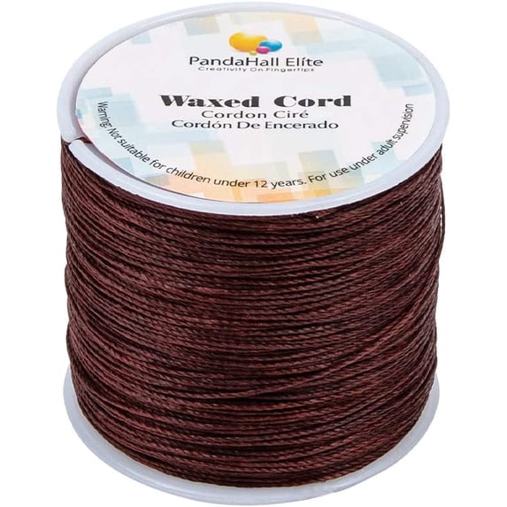 1 Roll 0.5mm Round Waxed Polyester Cord Thread Beading String 116 Yards per Roll Spool for Jewelry Making and Macrame Supplies Brown