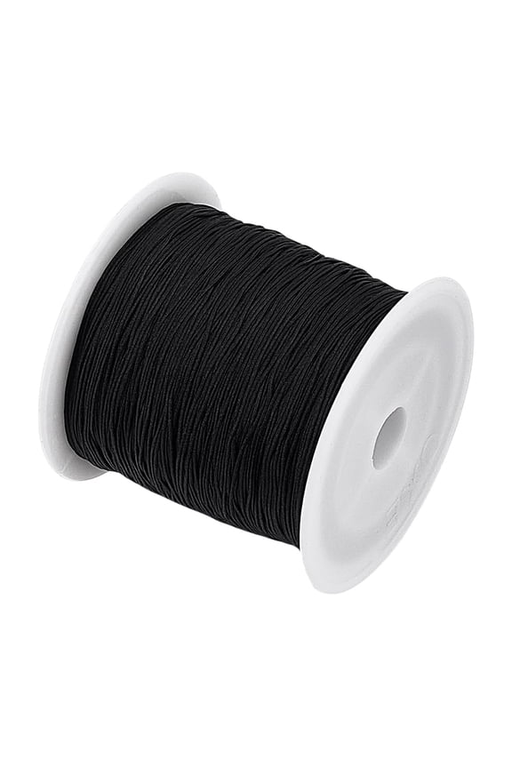 1 Roll 0.5mm x 150 Yards Black Nylon Cord Satin String Jewelry Making Rattail Macrame Trim Cord Necklace Beading Thread Ornament Lanyard Sting