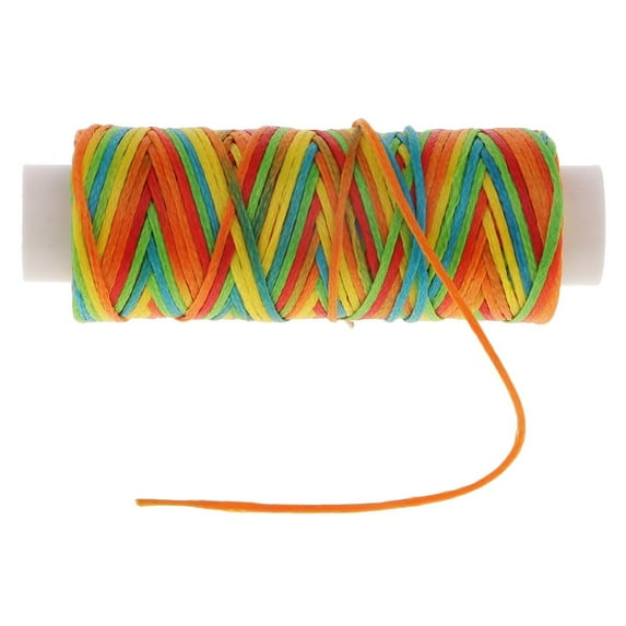 1 Roll 0.8mm 25 Meters Flat Waxed Thread for Leather Sewing Leather Crafts Hand Stitching and Jewelry Crafts - Rainbow