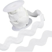 1 Roll 1-1/8 inch30mm White RIC Rac Trim Ribbon 5 Yards Rick Rack Wave Sewing Bending Fringe Trim Woven Fabric for Sewing Flower Making Wedding Dress Party Lace Ribbon Craft