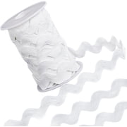 1 Roll 1/2 inch12mm White RIC Rac Trim Ribbon 12.5 Yards Rick Rack Wave Sewing Bending Fringe Trim Woven Fabric for Sewing Flower Making Wedding Dress Party Lace Ribbon Craft White