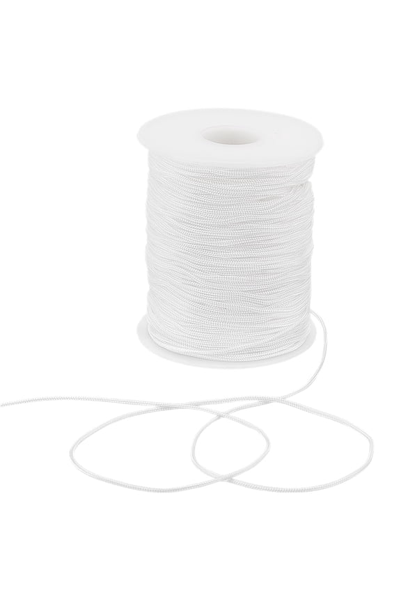 1 Roll 1.5mm x 100 Yards White Nylon Cord Satin String for DIY Jewelry Making Rattail Macrame Trim Cord Necklace Beading Thread Ornament Lanyard Sting for DIY Knotting Bracelet