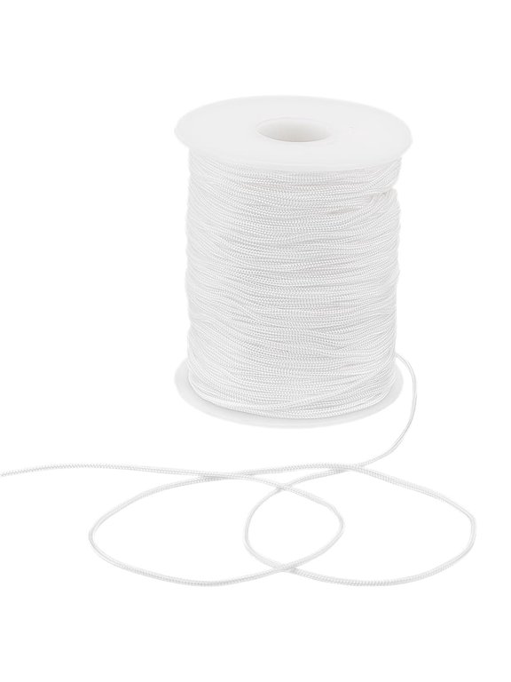 1 Roll 1.5mm x 100 Yards White Nylon Cord Satin String for Jewelry Making Rattail Macrame Trim Cord Necklace Beading Thread Ornament Lanyard Sting for Knotting Bracelet 1set