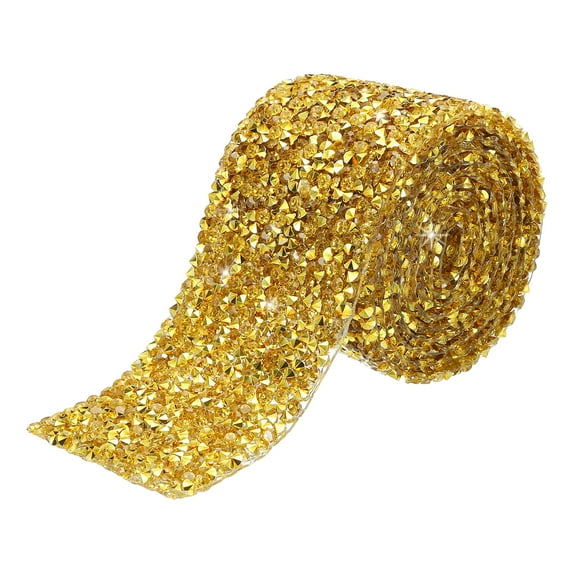 1 Roll 1 Yard Self Adhesive Crystal Rhinestone Diamond Ribbon for Arts & Crafts Project Gold