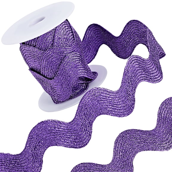 1 Roll 1 inch(25mm) RIC Rac Trim Metallic Ribbon 5 Yards Glitter Rick Rack Wave Sewing Bending Fringe Trim Woven Fabric