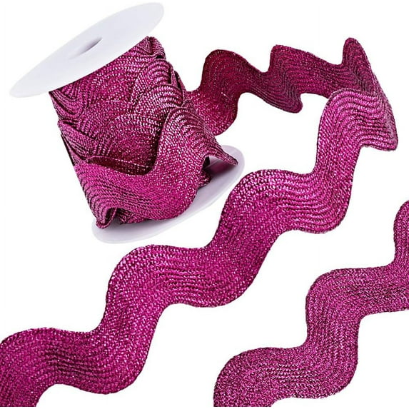 1 Roll 1 inch(25mm) RIC Rac Trim Metallic Ribbon 5 Yards Sparkle Rick Rack Wave Sewing Bending Fringe Trim Woven Fabric