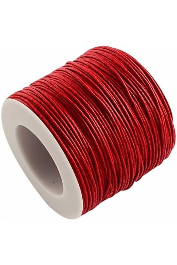 1 Roll 10.93 Yards(10m) 1mm Waxed Cotton Thread Cords Red Stringing Materials for DIY Bracelets Necklace Beading Jewelry Making and Crafts Red