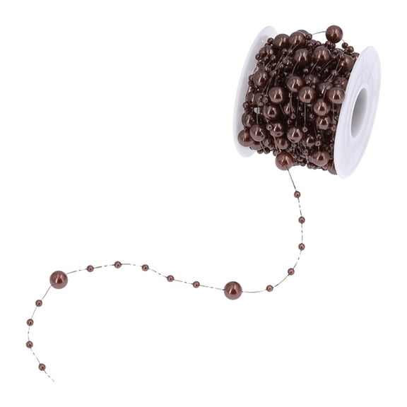 1 Roll 10 Meters Artificial Pearls String Beads Chain Trimming Bead Chains Ribbon Trims for DIY Crafts Garland Flowers Wedding Party Decoration Christmas Party Supplies Deep Coffee