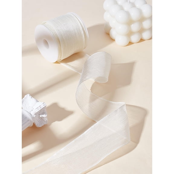 1 Roll 10 Yard Polyester Organza Ribbons Sheer Wrapping Ribbon Fabric for Wreath Making Flower Bouquet DIY Crafts Wedding Anniversary Party Decor Gift Boxes Wrapping and Handmade Craft