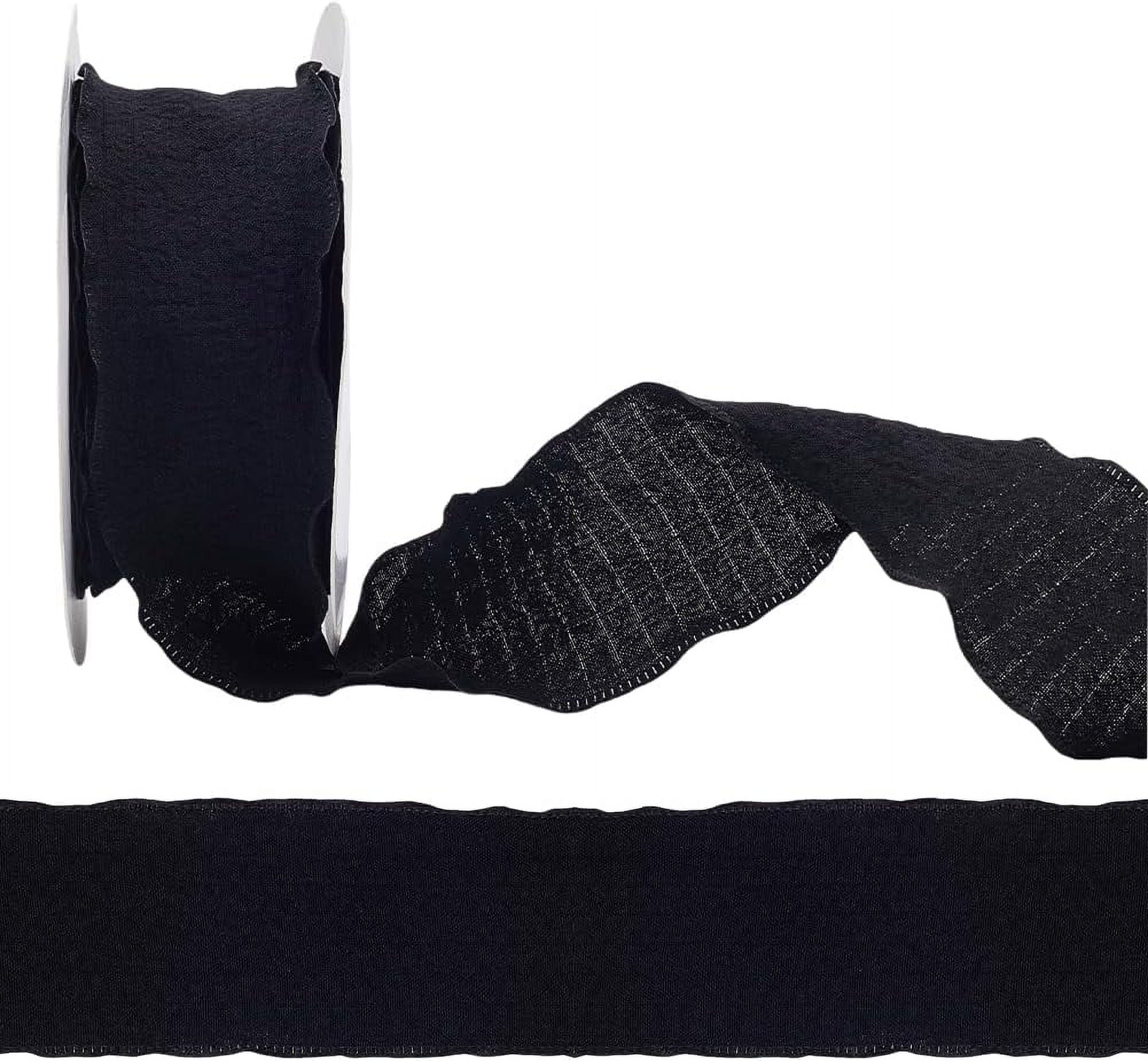1 Roll 10 Yards 5/8 Inch Black Ruffled Ribbon Trim Double Chiffon ...