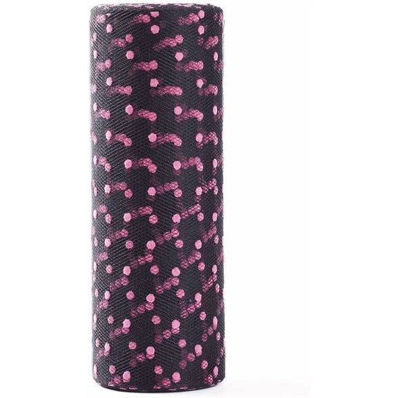 1 Roll 10 Yards Polka Dot Deco Mesh Ribbons Tulle Fabric Tulle Roll Spool Fabric Deep Pink Ribbon for Crafts Flower Bouquets Wedding Shower Home DIY Decor 6 inch(15cm)