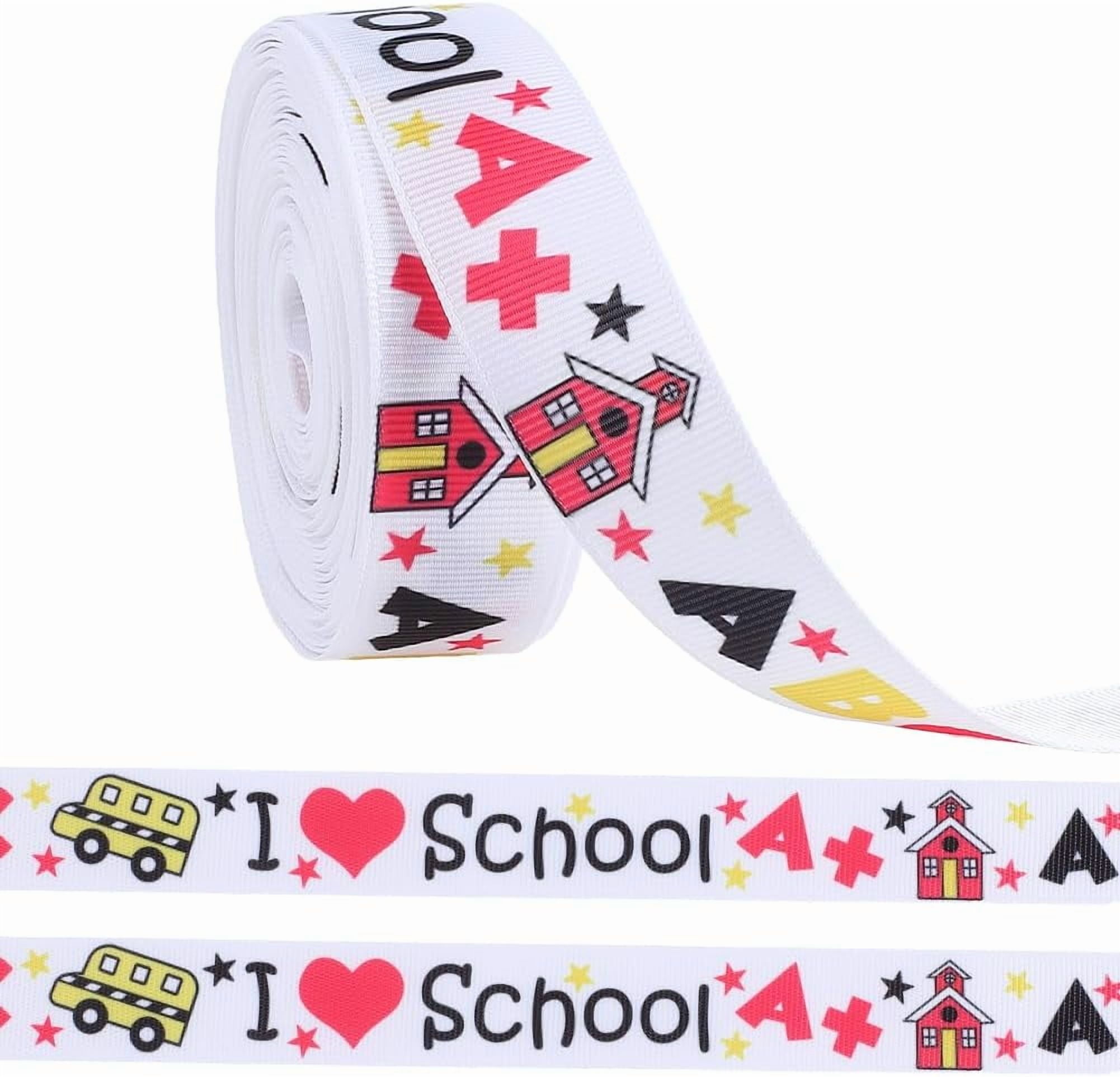 1 Roll 10 Yards School Grosgrain Ribbon Back to School Ribbon ABC Print ...