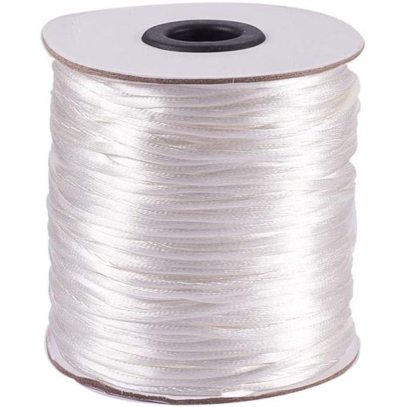1 Roll 100 Yards 2mm Rattail Satin Nylon Trim Cord Chinese Knot Kumihimo String White
