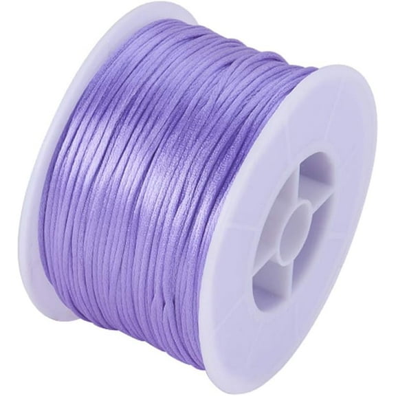 1 Roll 100 Yards Rattail Nylon Thread Cord 1mm Shiny Satin Trim Cord Chinese Knotting Beading Cord for DIY Jewellery Making Macrame Kumihimo Shamballa Friendship Bracelets - Lilac