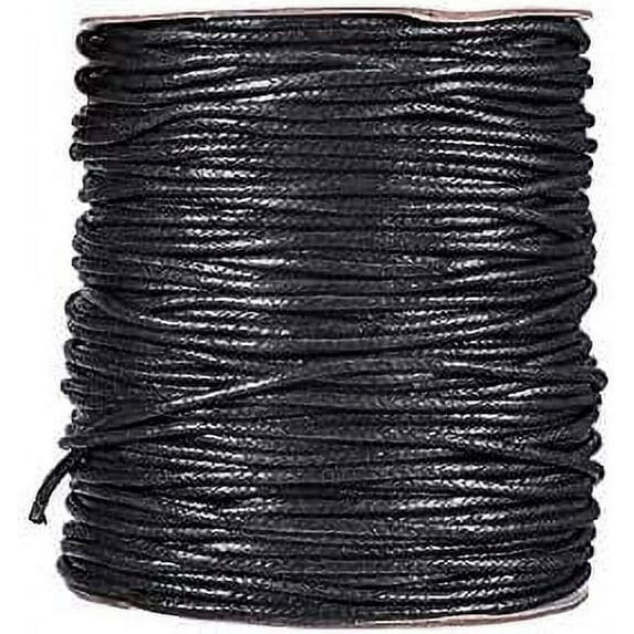 1 Roll 100 Yards Round Waxed Cotton Cord 1mm Macrame Craft DIY Thread Beading String for Jewelry Making Shamballa Friendship Bracelets Leather Sewing - Black