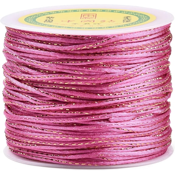 1 Roll 100yards(300 feet) 1.5mm Beads String Cords Bead Thread Metallic Stain Beads String Cords Nylon Mouse Tail Cord Stringing Materials for DIY Bracelets Necklace Jewelry Making and Crafts Brown