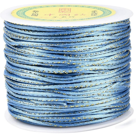1 Roll 100yards(300 feet) 1.5mm Beads String Cords Bead Thread Metallic Stain Beads String Cords Nylon Mouse Tail Cord Stringing Materials for Necklace Jewelry Making and Crafts Light Sky Blue