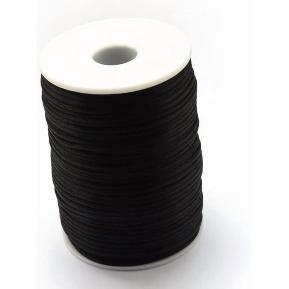 1 Roll 109.36 Yards(100m) 1.5mm Polyester Cord Bead Thread Polyester Cord Stringing Materials for DIY Bracelets Necklace Beading Jewelry Making and Crafts Black