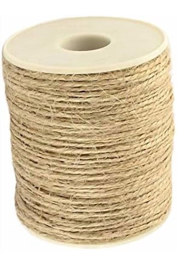 1 Roll 109 Yards Natural Jute Twine 2 Ply Arts and Crafts Hemp Cord 2mm Packing String Rope for Jewelry Making Wedding Invitations Christmas Bottle Decoration Gardening Bundling Tan